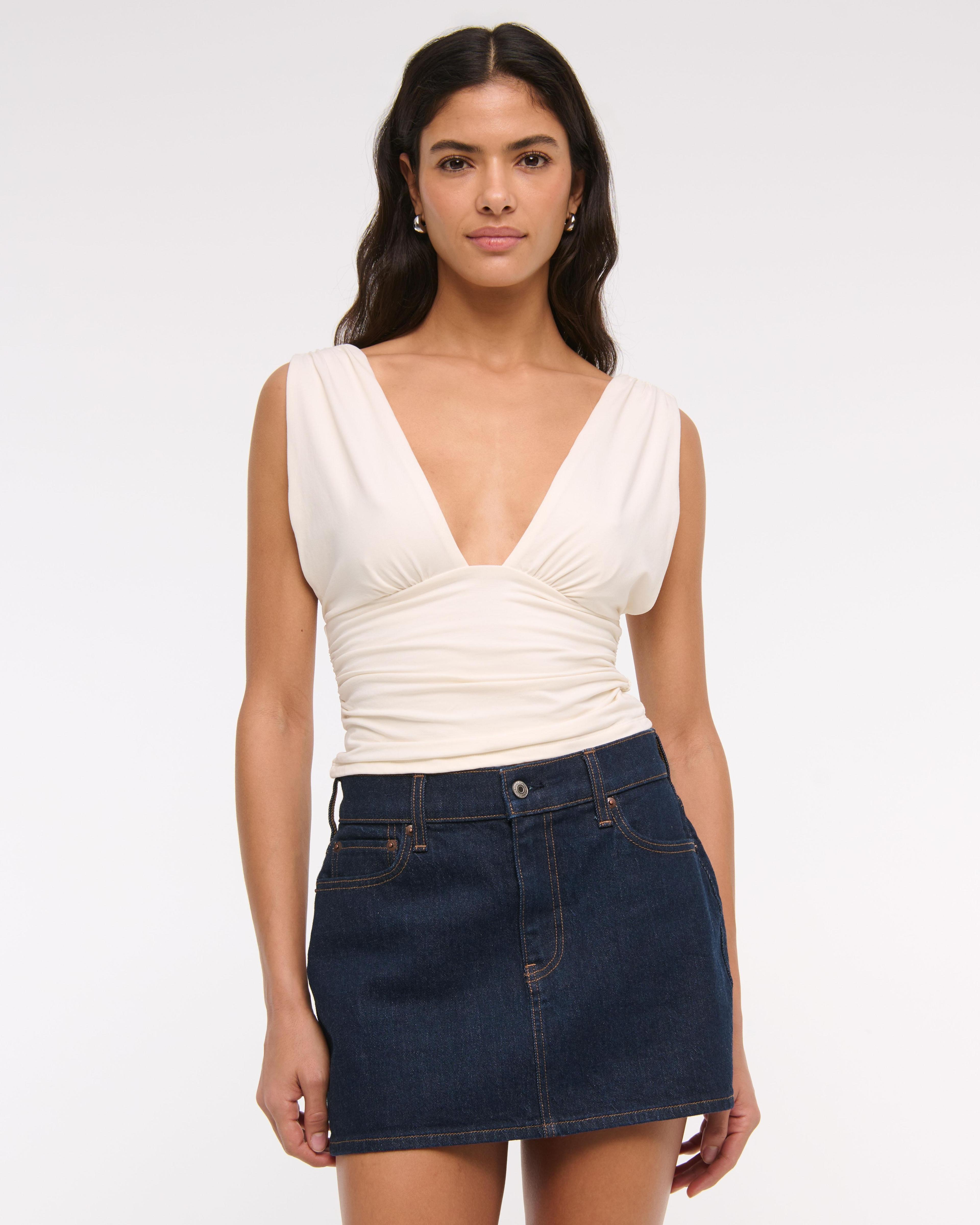 Ruched Deep V-Neck Top Product Image