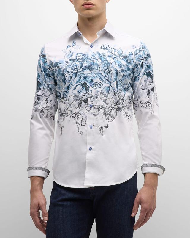 Mens Bale Floral-Printed Casual Button-Down Shirt Product Image