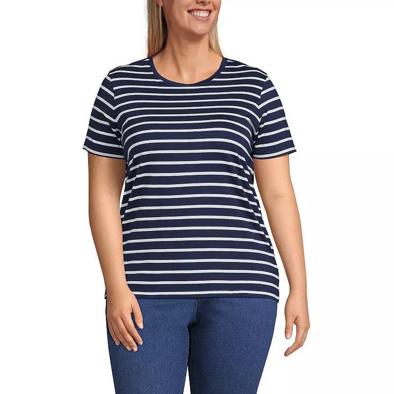 Plus Size Lands End Relaxed Supima Cotton Crewneck Tee, Womens Baltic Blue Product Image