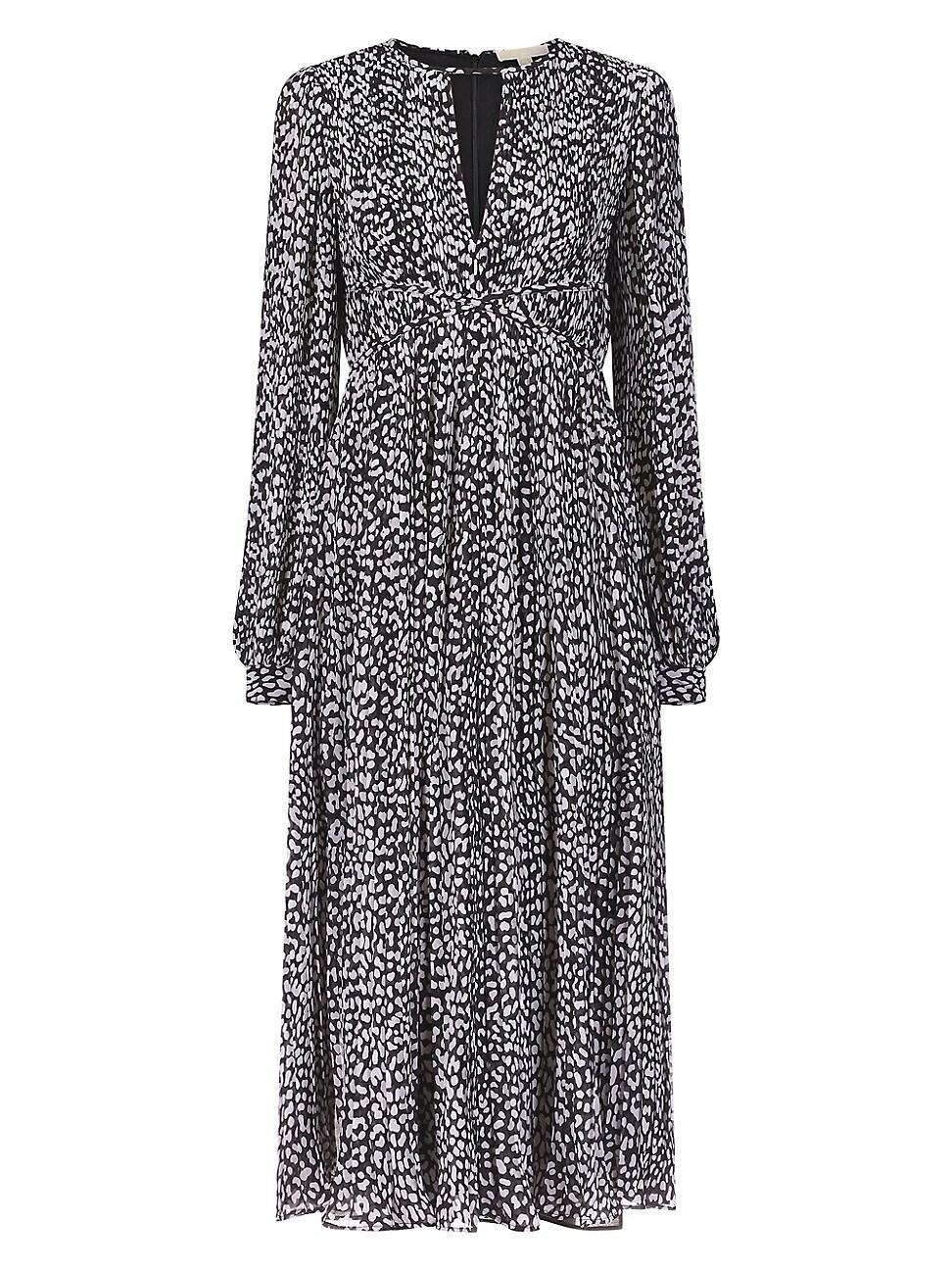 Womens Cheetah Pleated Midi-Dress Product Image