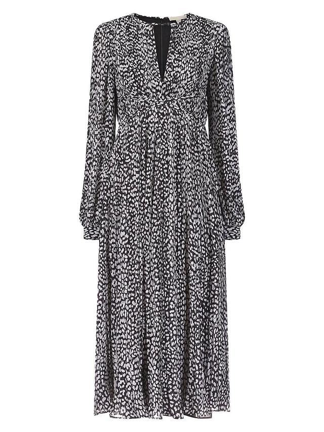 Womens Cheetah Pleated Midi-Dress Product Image