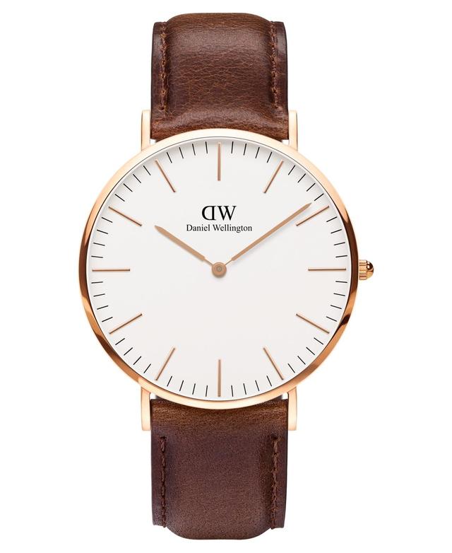 Mens Classic Bristol Rose Gold & Leather Strap Watch/40MM Product Image