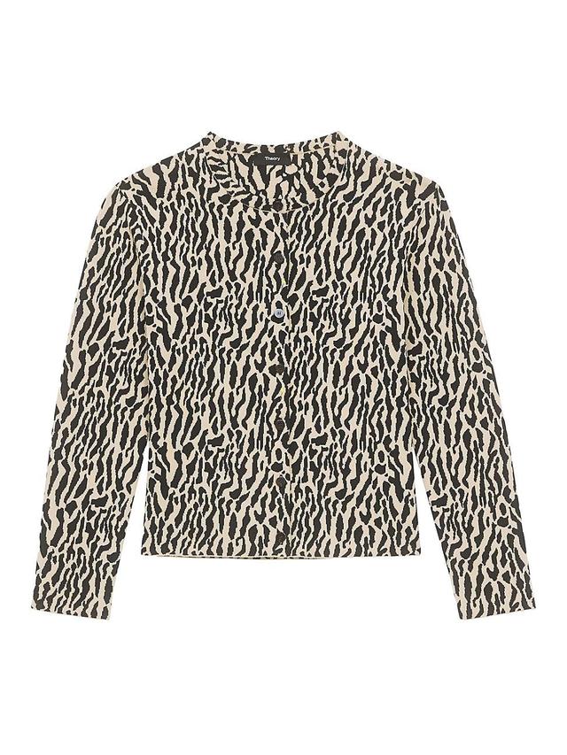 Womens Animal-Print Jacquard Cotton Cardigan Product Image