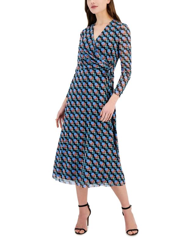 Women's Printed Faux-Wrap Midi Dress Product Image