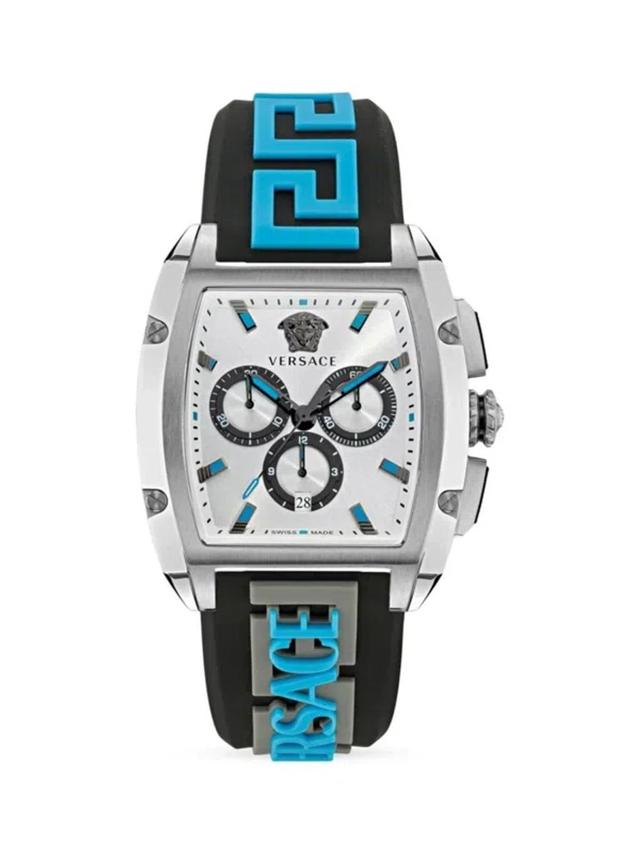 Men's  Dominus 42mm Stainless Steel & Silicone Watch In Silver Product Image