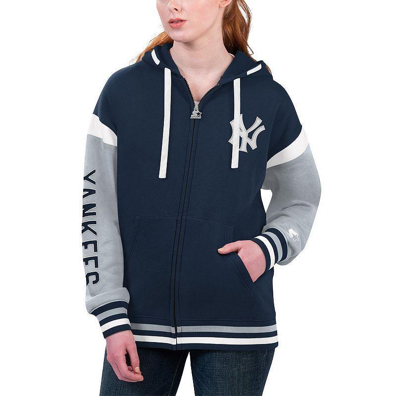 Womens Starter Navy New York Yankees Homestretch Full-Zip Hoodie product image