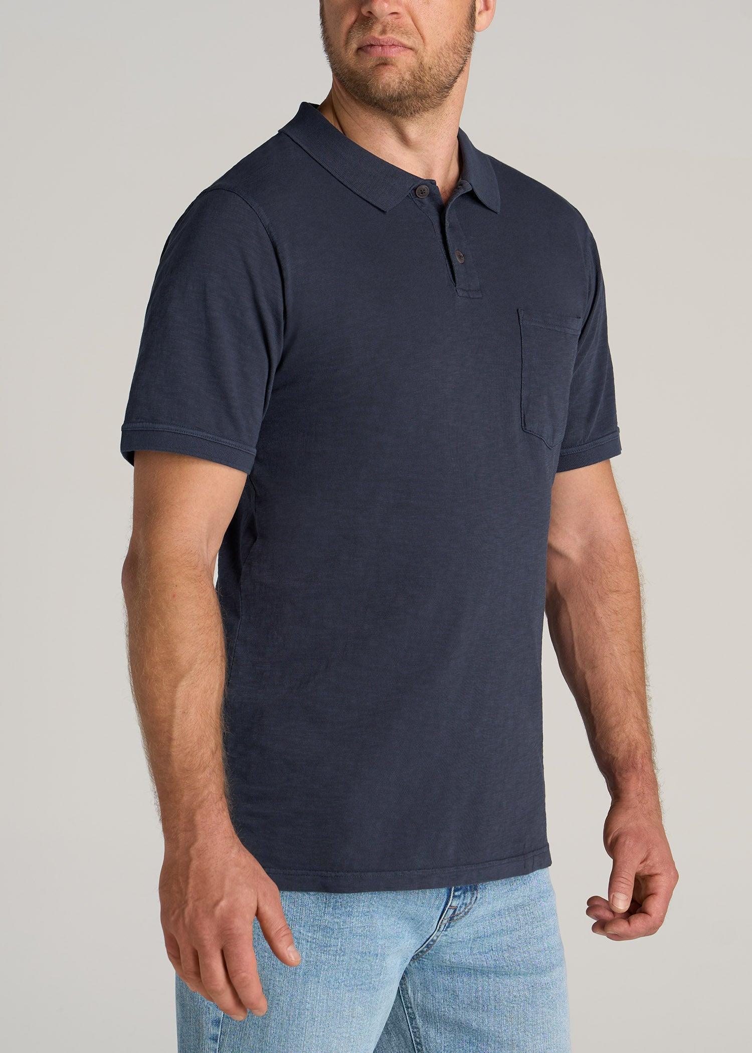 LJ&S Slub Pocket Polo Shirt for Tall Men in Vintage Midnight Navy Male Product Image