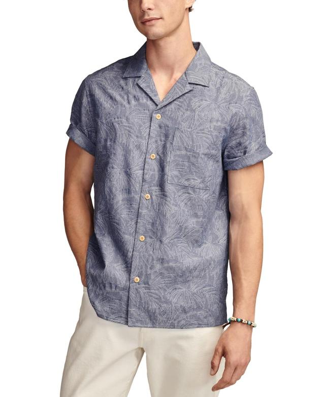 Lucky Brand Mens Tropical Leaf Jacquard Short Sleeve Camp Collar Shirt Product Image