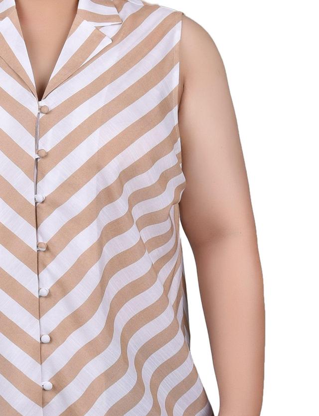 Sleeveless Collared Chevron Striped Blouse - Plus Product Image