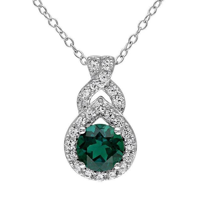 Stella Grace Lab-Created Emerald & Lab-Created White Sapphire Sterling Silver Twist Pendant Necklace, Womens Green Product Image