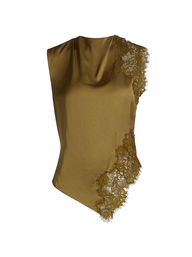 Womens Gracie Lace-Trim Satin Sleeveless Blouse Product Image