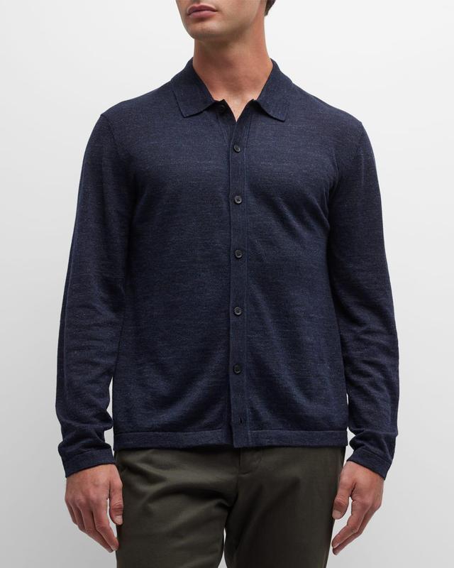 Theory Geon Linen Blend Button-up Sweater Shirt Product Image