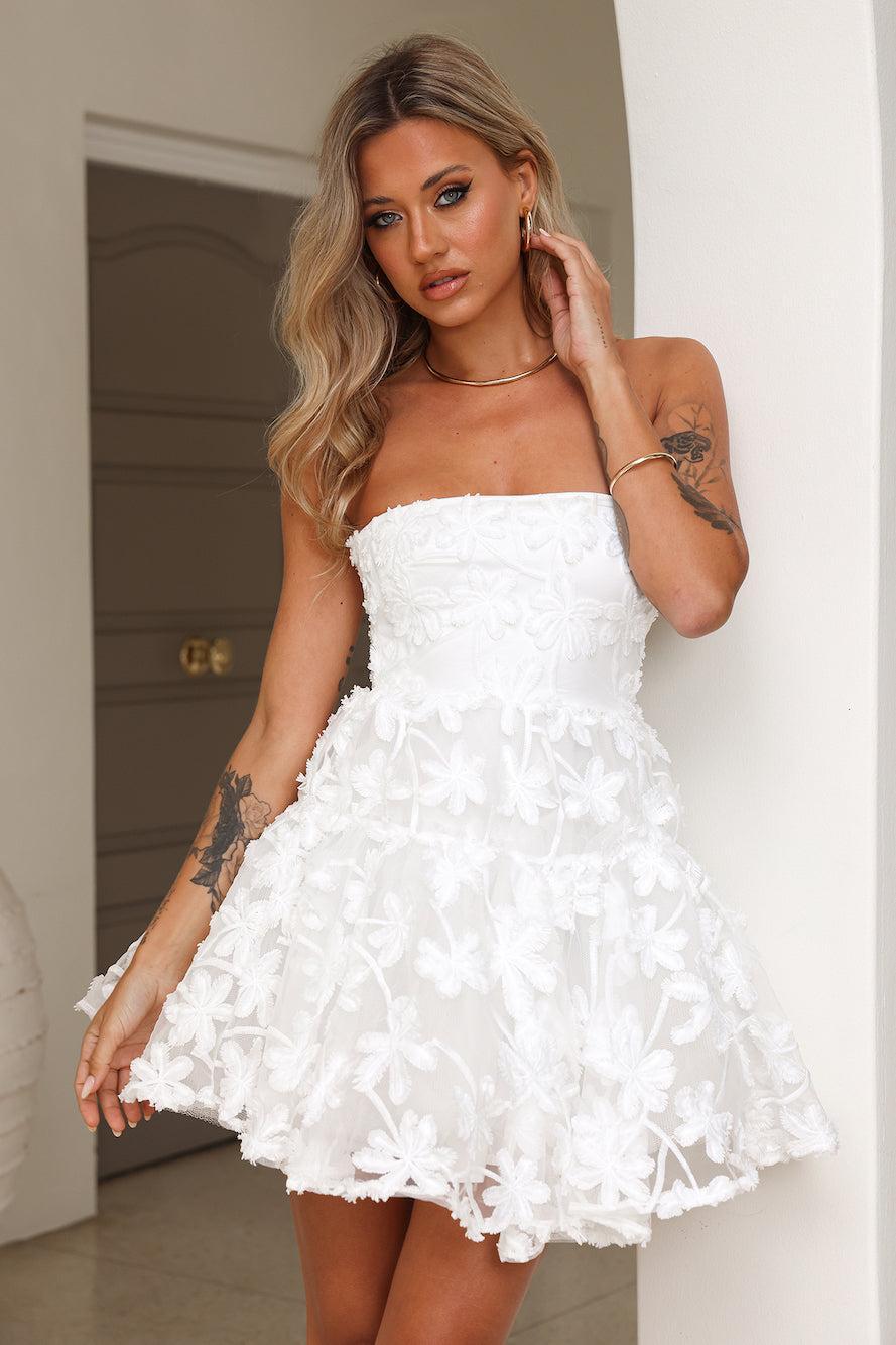 Here She Comes Tulle Mini Dress White Product Image