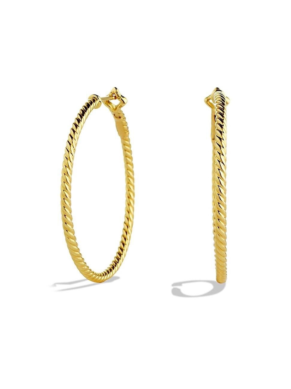 Womens Cable Classics Hoop Earrings in 18K Yellow Gold Product Image