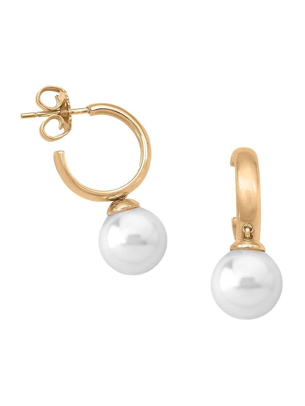 Womens Chara 18K Gold-Plated Silver & Faux Pearl Hoop Earrings Product Image