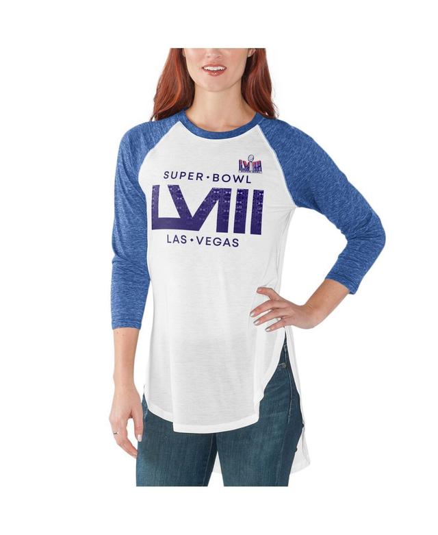 Womens G-iii 4Her by Carl Banks White Super Bowl Lviii Tailgate Raglan 3/4 Sleeve T-shirt - White Product Image