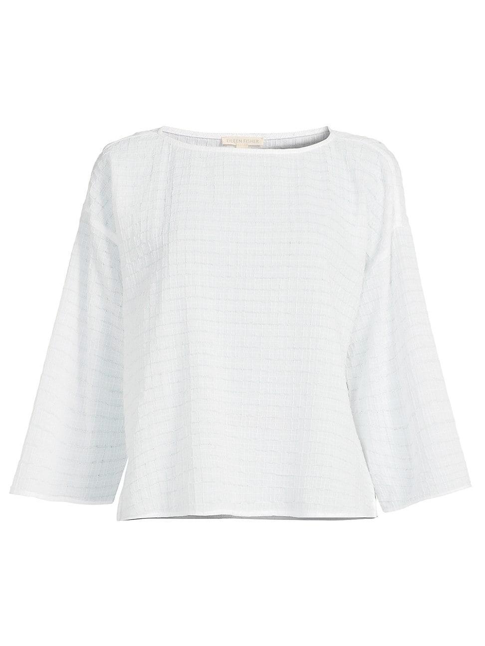 Womens Checkered Cotton Bateau Top Product Image