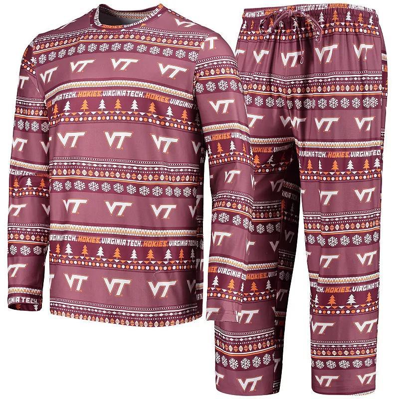 Mens Concepts Sport Maroon Virginia Tech Hokies Ugly Sweater Long Sleeve T-Shirt and Pants Sleep Set Product Image