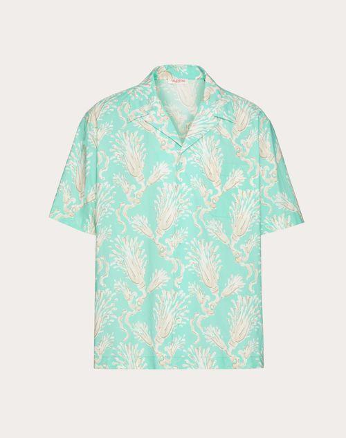 COTTON POPLIN BOWLING SHIRT WITH METAMORPHOS WHEATSHEAF PRINT Product Image