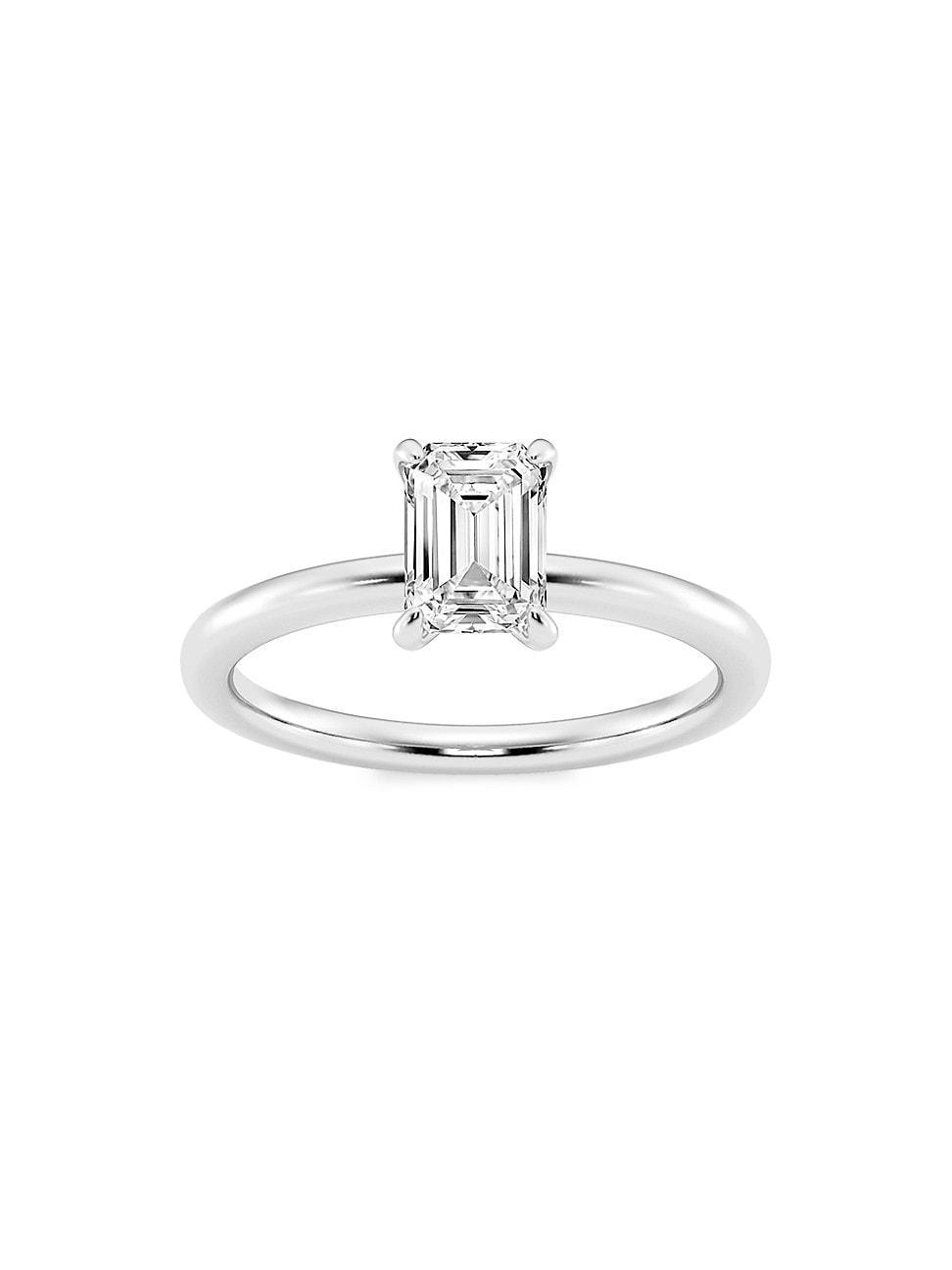 Womens 14K White Gold & Emerald-Cut Lab-Grown Diamond Solitaire Ring/0.50-5.00 TCW Product Image