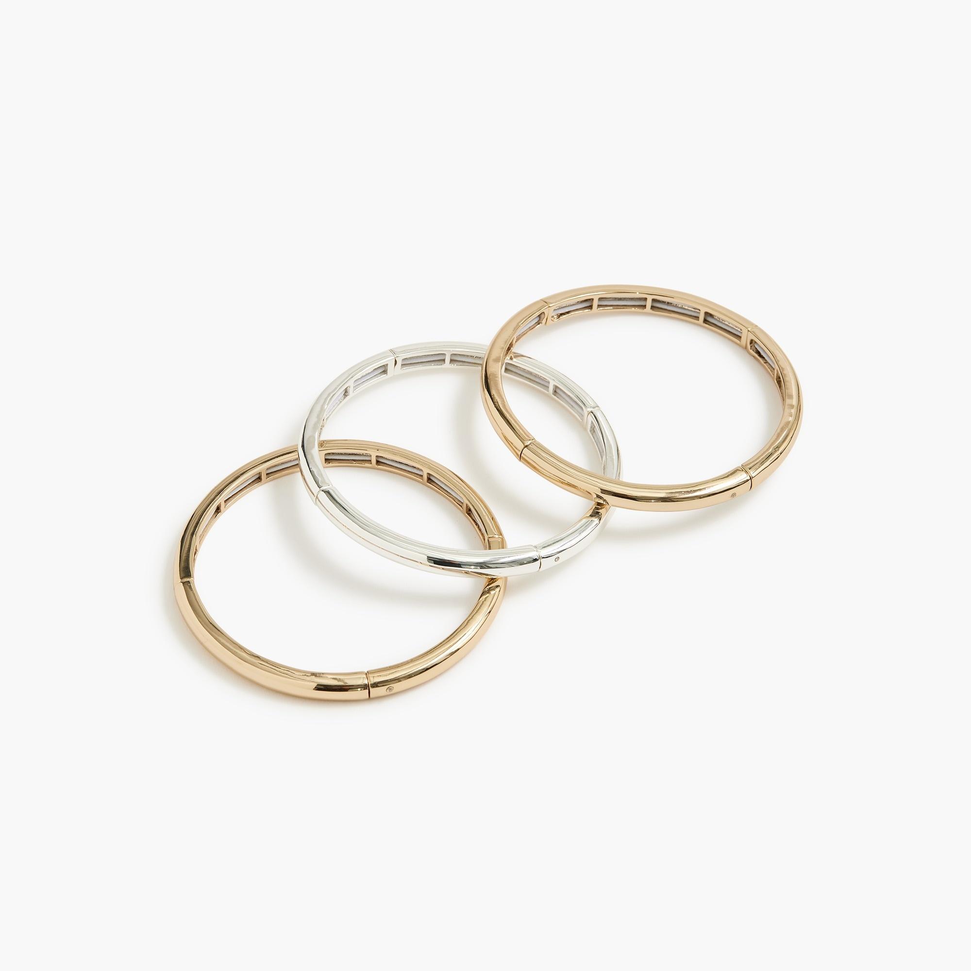 Gold and silver stretch bangle bracelets set-of-three Product Image