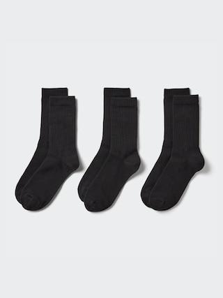 Womens Ribbed Socks (3 Pairs) Black US W 7.5-10 UNIQLO US Product Image