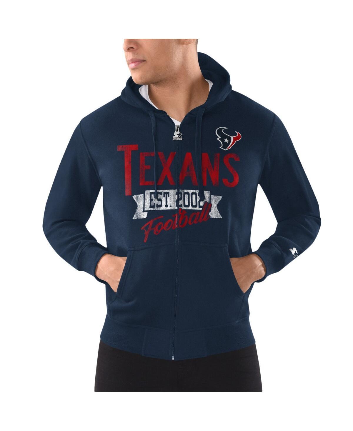 Mens Starter Houston Texans Domestic Post Season Full-Zip Hoodie Blue Product Image