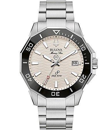 Bulova Mens Marine Star Stainless Steel Bracelet Watch 43mm - Silver-tone Product Image