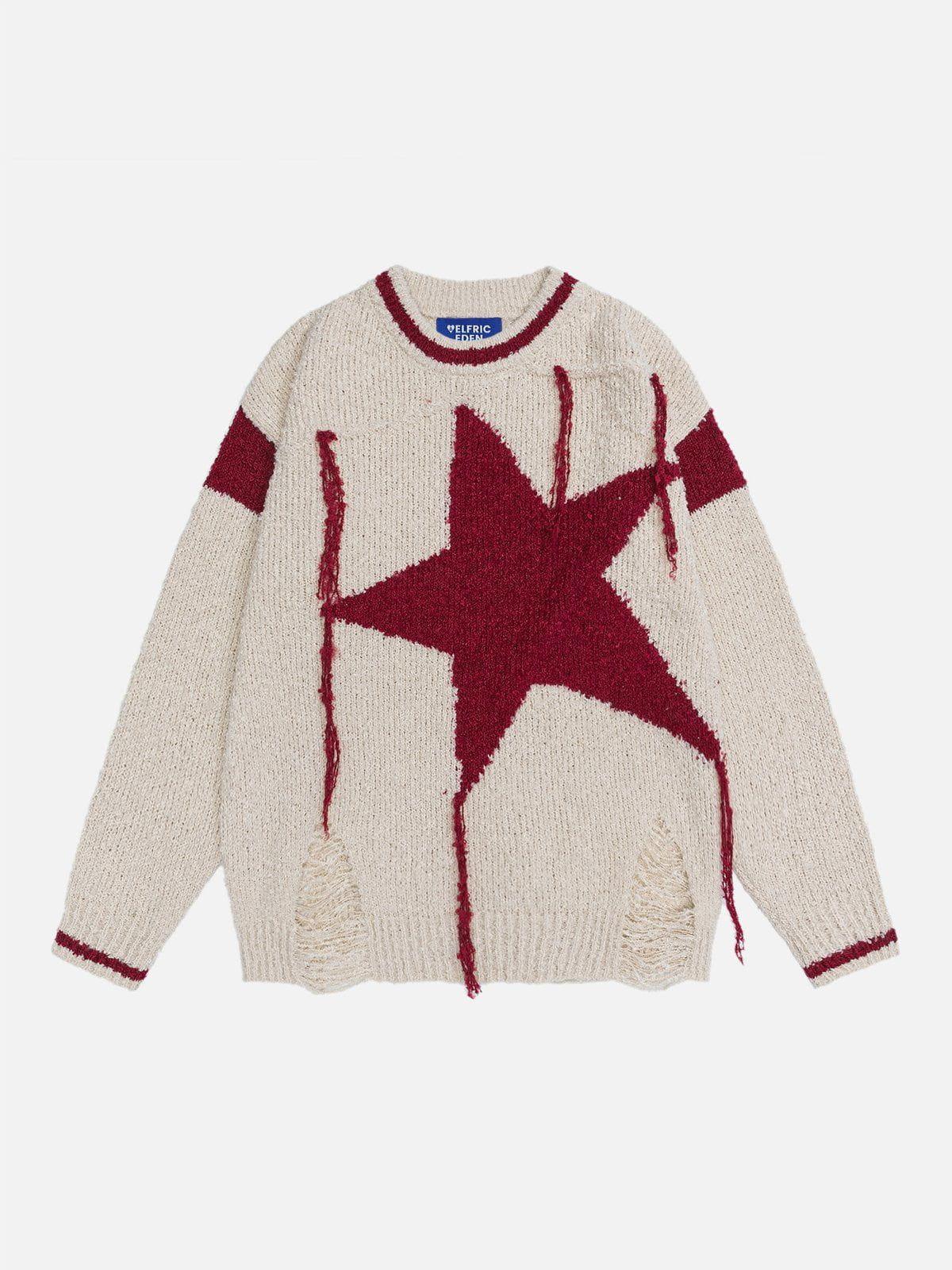 Aelfric Eden Tassel Distressed Star Sweater Product Image