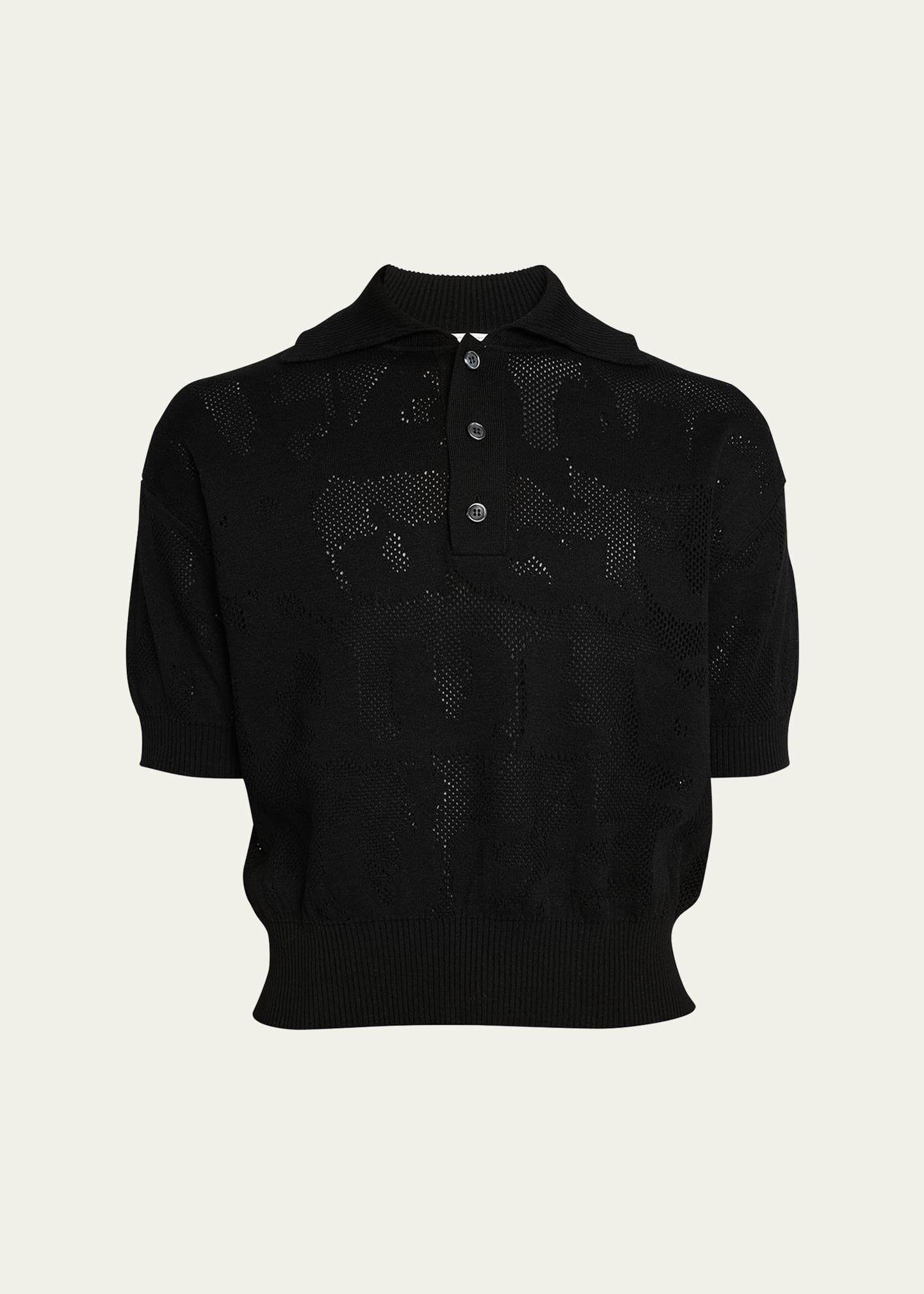 Mens Mesh Graffiti Logo Polo Shirt Product Image