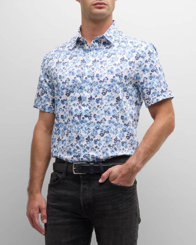 Mens Loren Floral-Print Sport Shirt Product Image