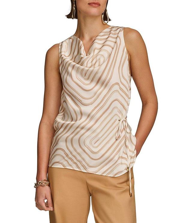 Donna Karan Sleeveless Drape Neck Side Tie Top Product Image