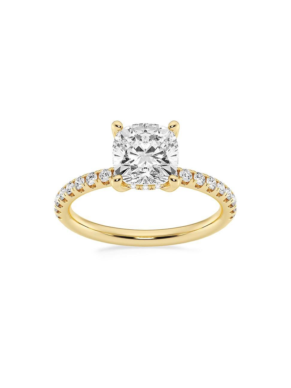 Womens 14K Yellow Gold & Cushion-Cut Lab-Grown Diamond Hidden Halo Ring/0.80-3.41 TCW Product Image