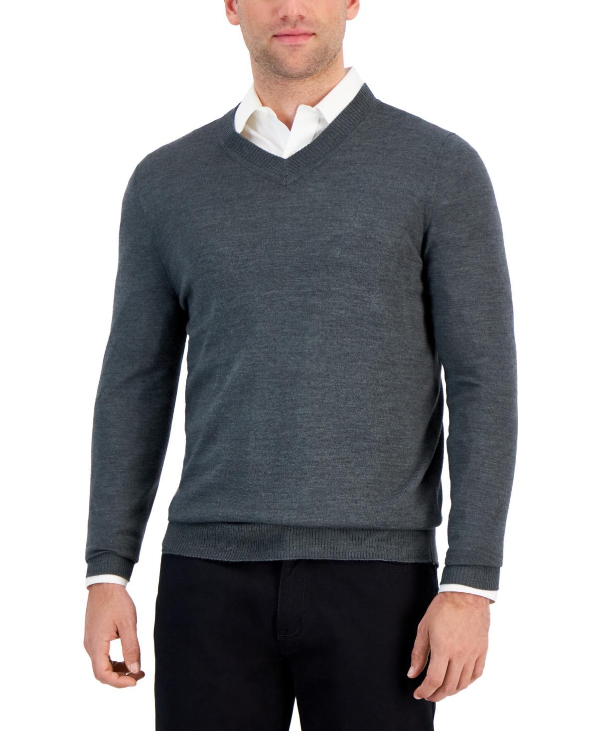 Alfani Mens Long-Sleeve V-Neck Merino Sweater, Created for Macys Product Image