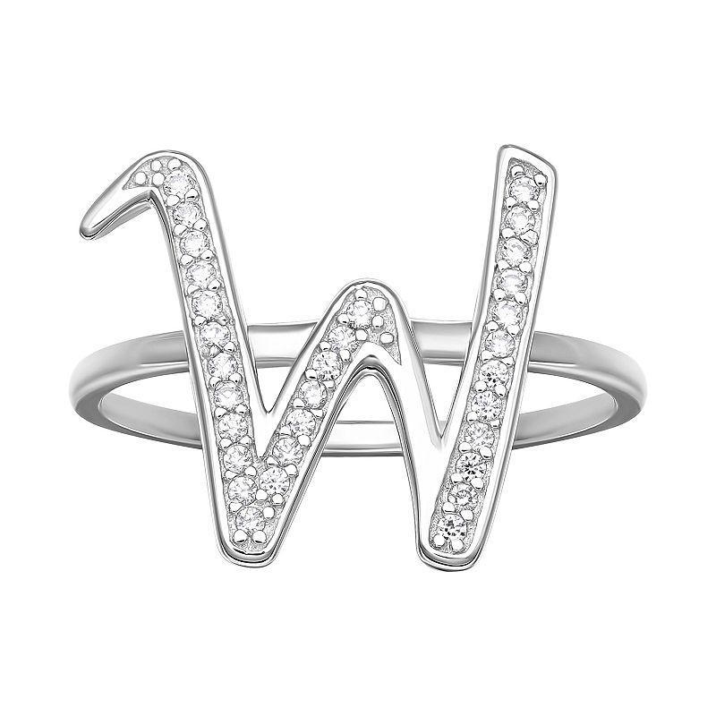 PRIMROSE Sterling Silver Cubic Zirconia Initial Ring, Womens Sterling Silver W Product Image