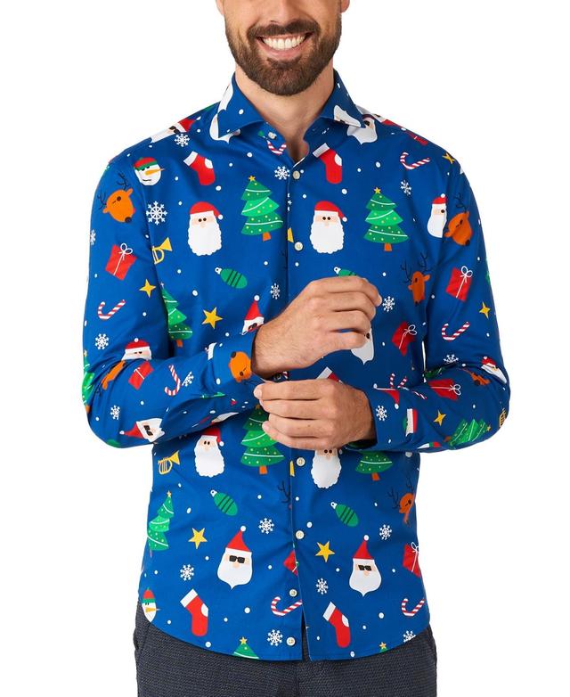 OppoSuits Mens Long-Sleeve Blue Festivity Shirt Product Image