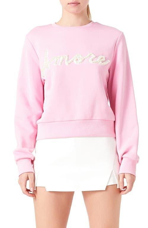 Endless Rose Amore Pearly Beaded Sweatshirt Product Image