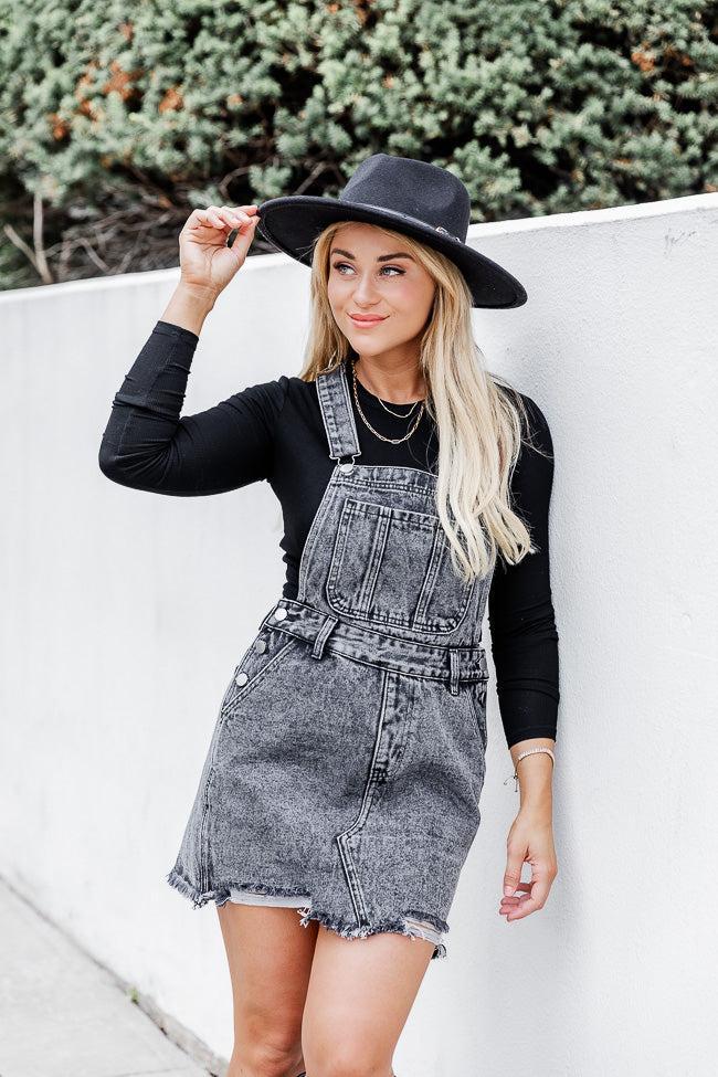 Back To That Night Black Acid Wash Overall Dress FINAL SALE Product Image