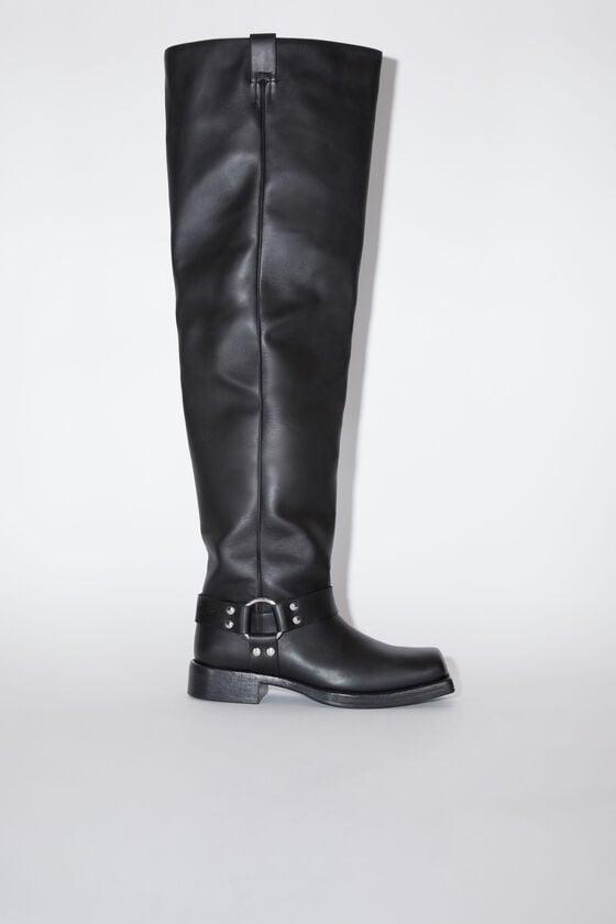 Leather buckle high boots product image