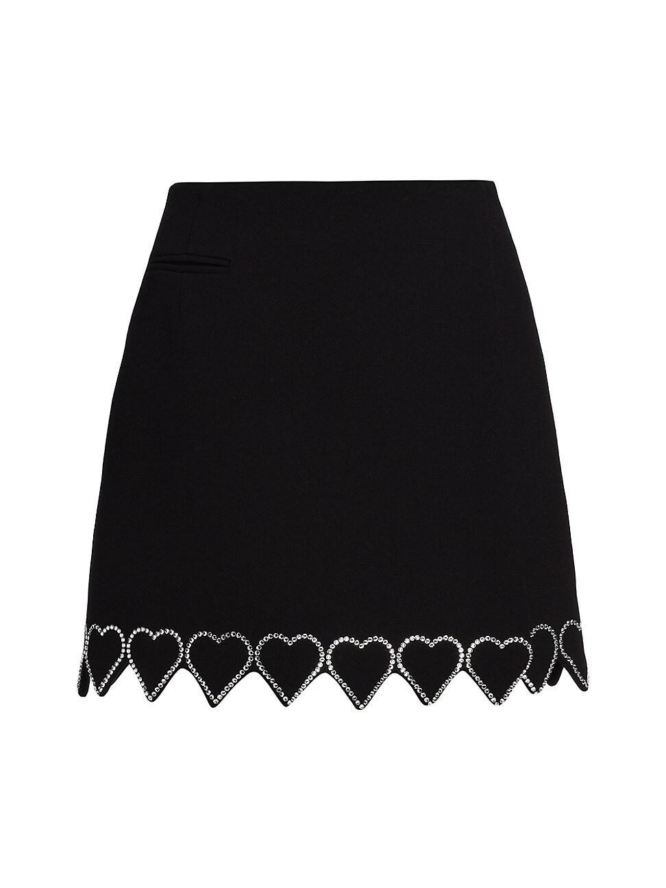 Womens Heart-Shaped Crystal-Trim A-Line Skirt Product Image