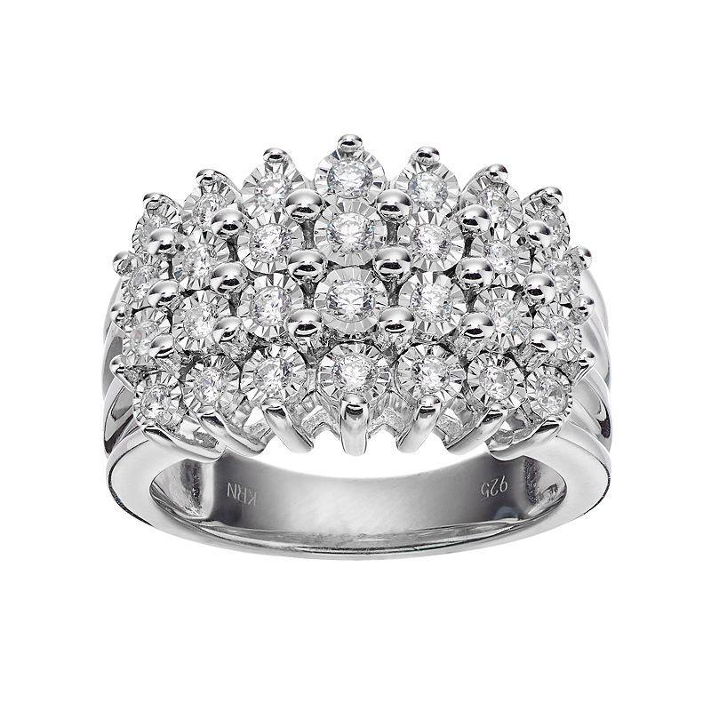 Sterling Silver 1/2 Carat T.W. Diamond Pyramid Ring, Womens White Product Image