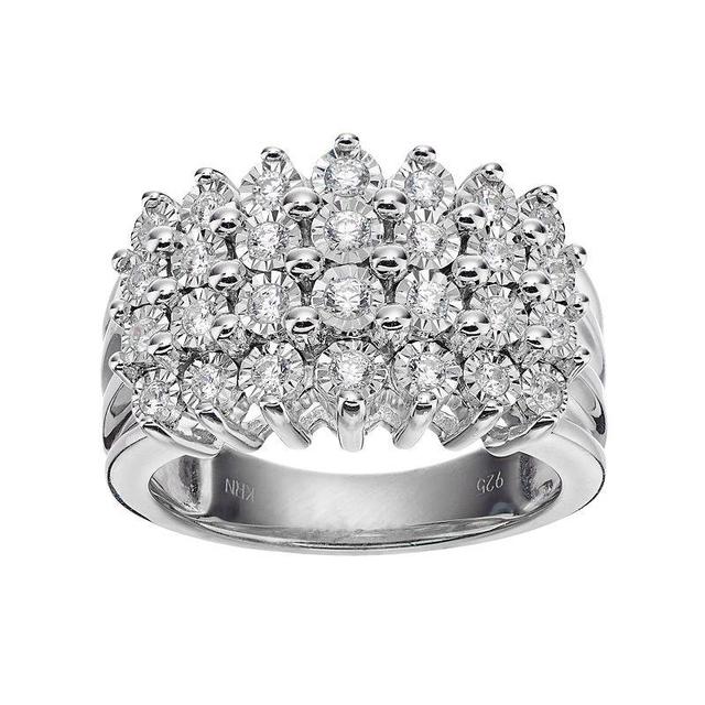 Sterling Silver 1/2 Carat T.W. Diamond Pyramid Ring, Womens White Product Image