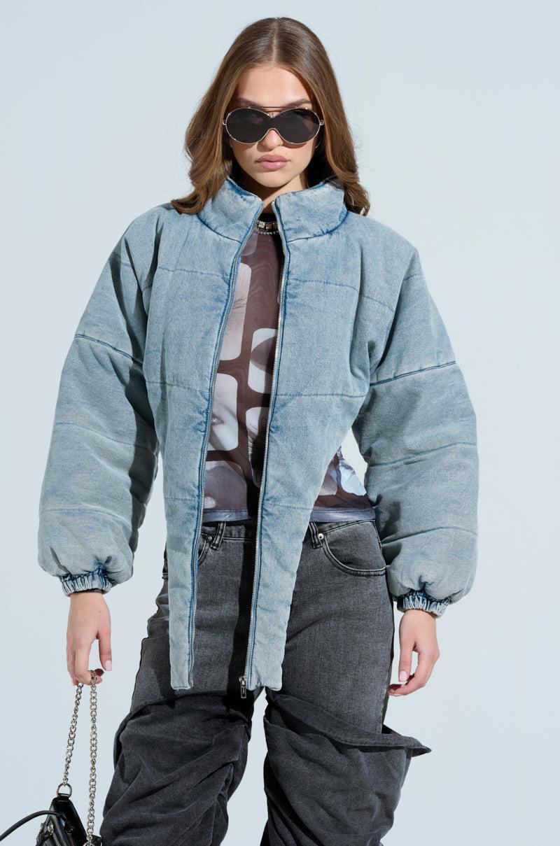 CHARLI CROPPED DENIM PUFFER Product Image