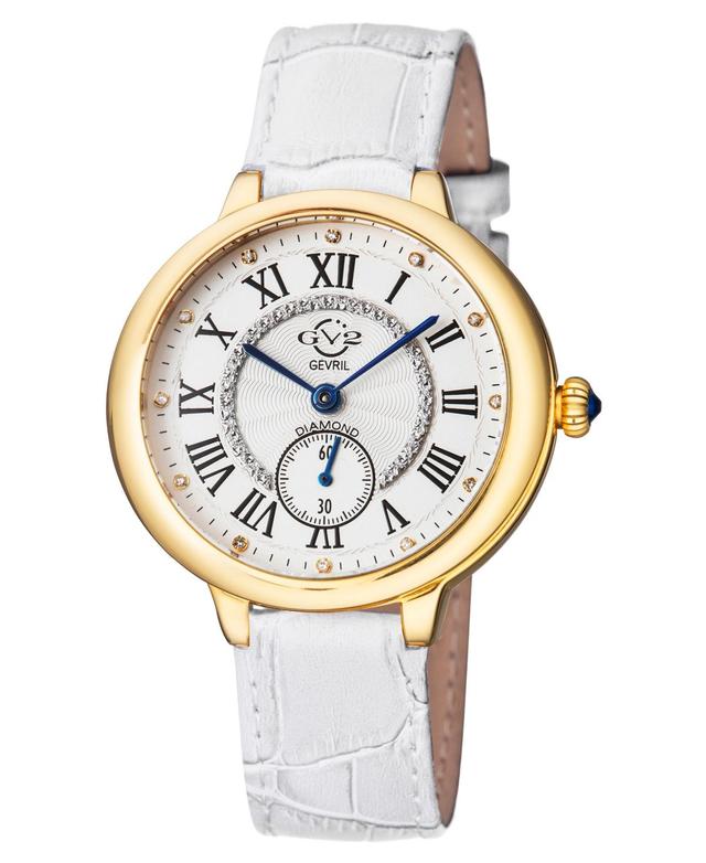 Gevril Womens Rome Swiss Quartz White Genuine Leather Strap Watch 36mm Product Image