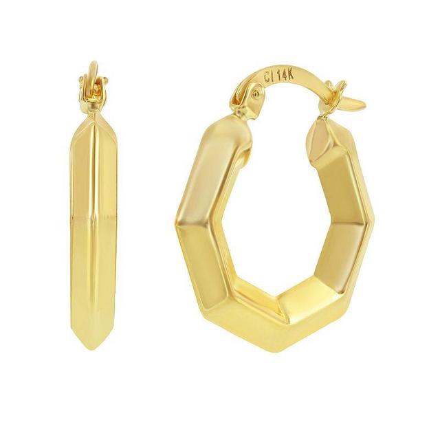 14k Gold Geometric Hoop Earrings, Womens, Yellow Product Image