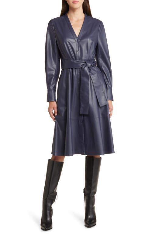 Fontana Belted Faux Leather Midi Dress Product Image