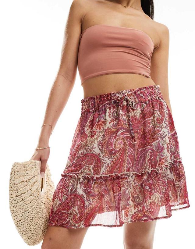 JDY mini skirt in paisley pink Product Image