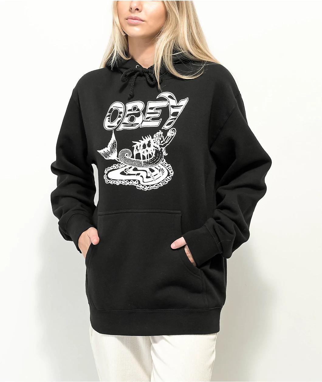 Obey Mermaid Thorns Black Hoodie Product Image