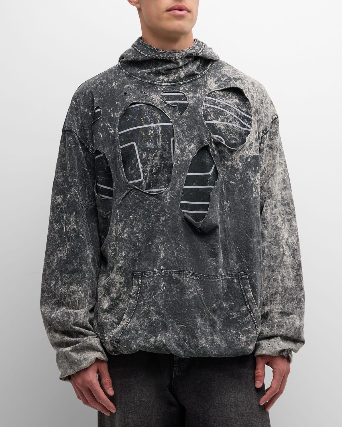 Mens Destroyed Two-Layer Hoodie Product Image