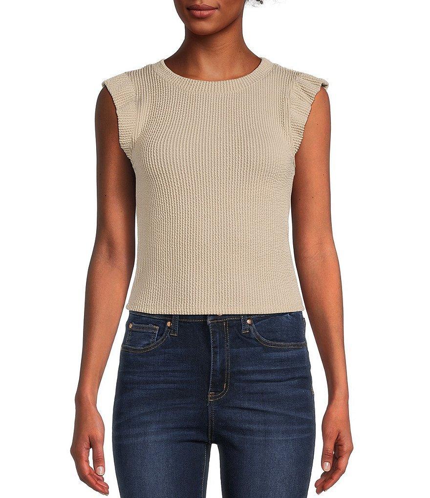 Moa Moa Ribbed Ruffle Sleeve Top Product Image